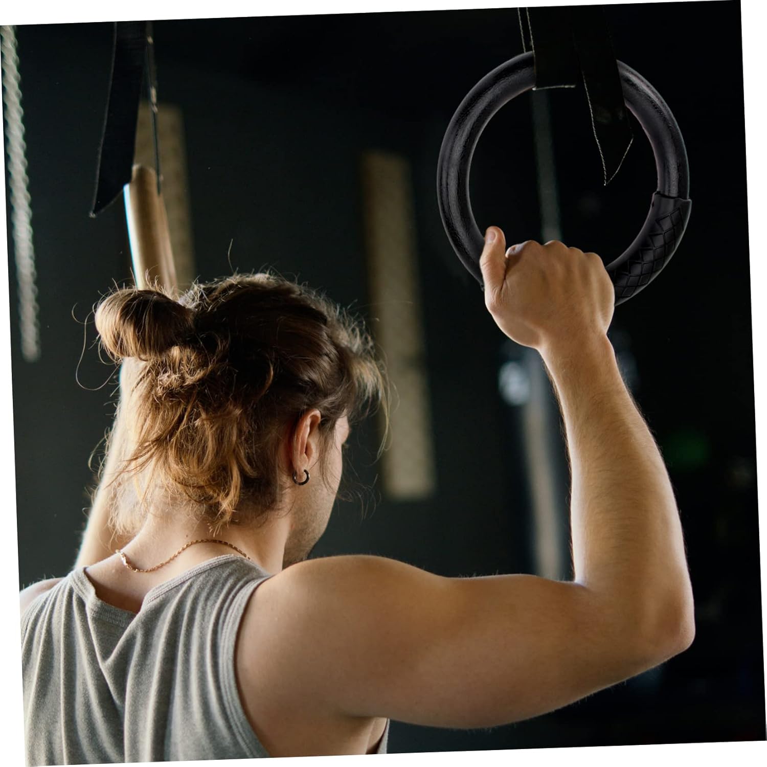 TOYANDONA 1pair Abs Gymnastic Rings for Fitness Workouts Home Exercise Equipment for Full Body Strength Training Straps Black Design for Pull Ups Dips