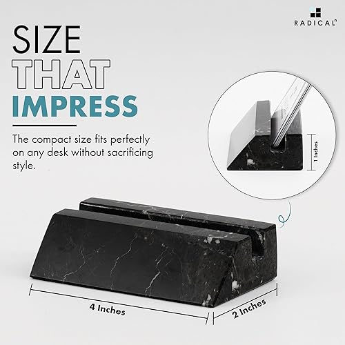 Miniatura 4 de Radicaln Tarjetero de mármol - Negro, 4" hecho a mano Oficina Tarjetero y organizador