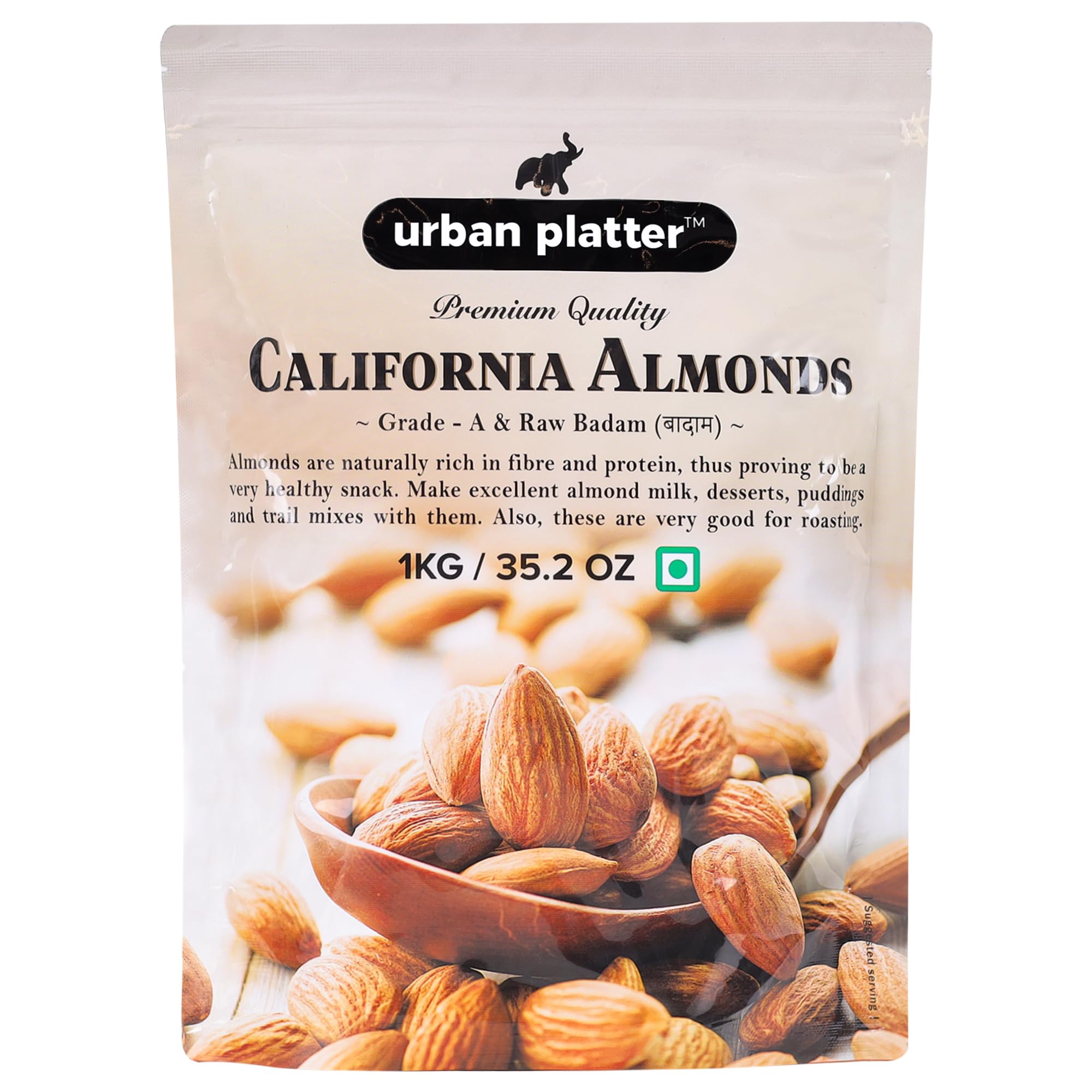 Urban Platter Raw California Almonds, 1kg (Rich in Fibre | Rich in Protein) (B014USKCH8) Amazon Price History, Amazon Price Tracker
