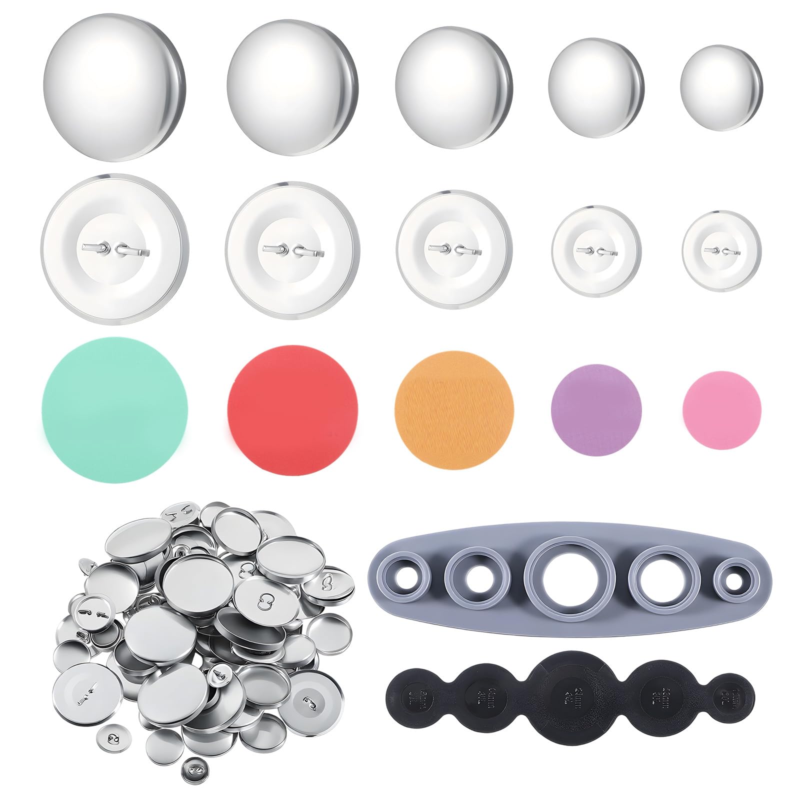 50Pcs Button Covers, Cover Button Sewing Kit with Tools, 5 Sizes DIY Fabric Buttons Fabric Covered Buttons to Make Your Own for Crafts DIY Lovers