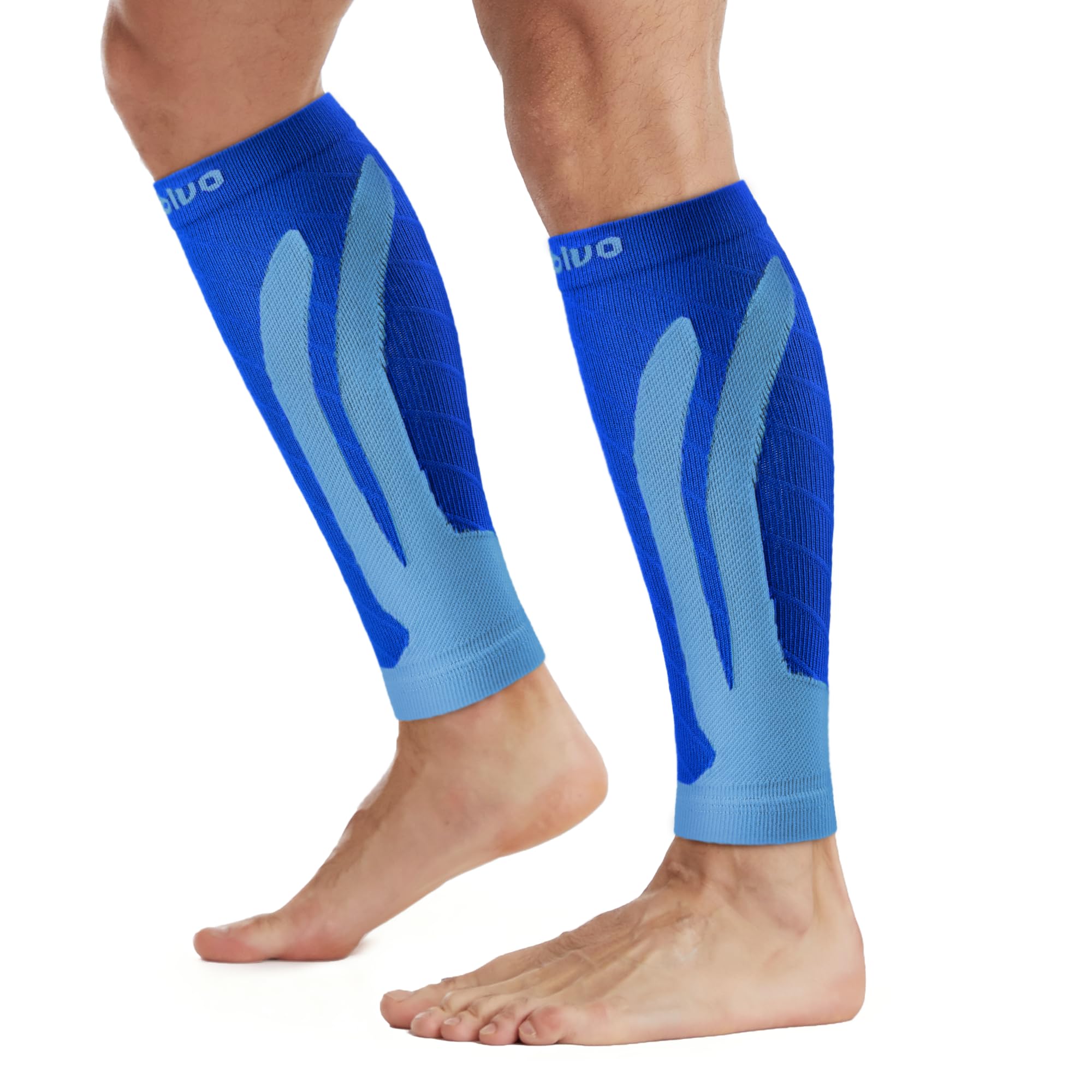 Cambivo Men's Dark Blue Calf Compression Sleeves For & Wo, 2 Pairs – Muscle Recovery & Improved Blood Circulation, Reduce Swelling & Fatigue, Shin Splints Support For Running, Cycling, Travel