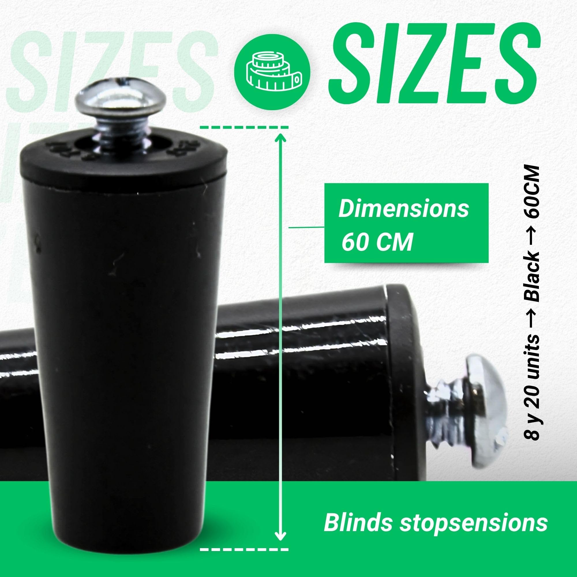 DOJA Barcelona Roller Shutter Stopper, Pack 8 Black, PVC 60mm, Plastic Shutter Stoppers, Replacement Roller Blind Stops - Image 4
