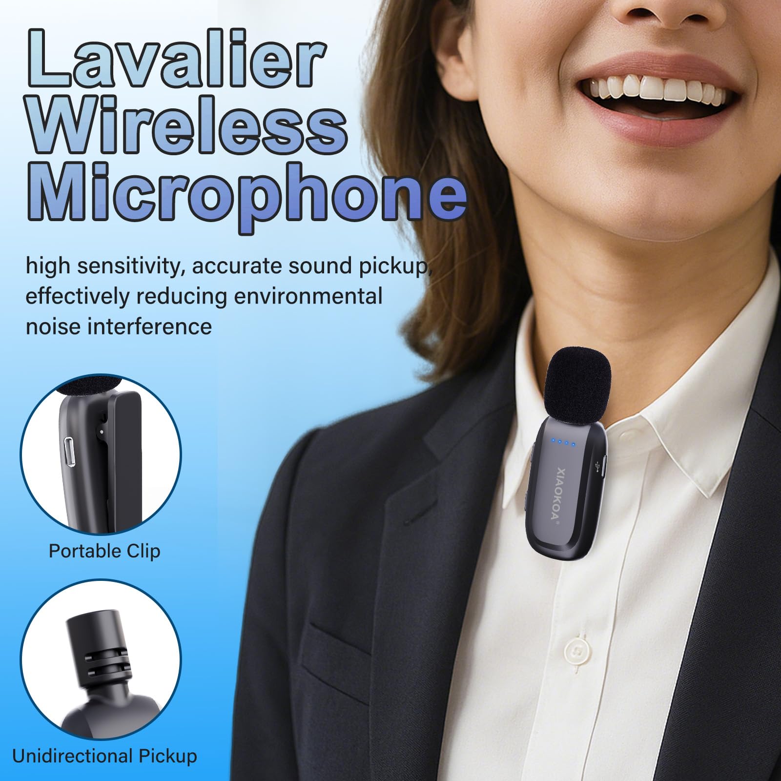 Amplificador de voz con micrófono Lavalier inalámbrico, altavoz Bluetooth con micrófono de solapa, mini megáfono portátil de carga, sistema de micrófonos de clip de 2.4 G para profesores, guías