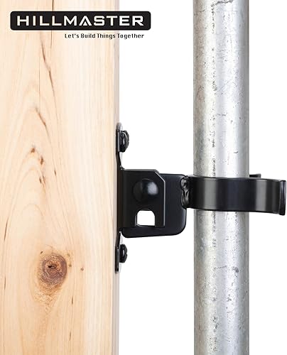Miniatura 5 de Pestillo de horquilla de cadena de 1-38 pulgadas con parte trasera plana de 1-38 pulgadas, pestillo de horquilla de puerta negro con agujero de