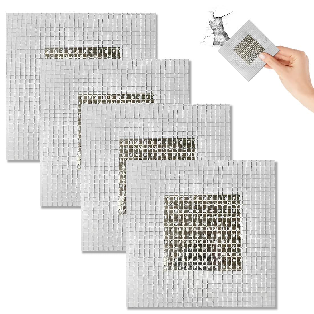 Patch de Réparation Mur Blanc 2 Pouces 4 Pièces Auto-Adhésif Aluminium Plaque de Plâtre