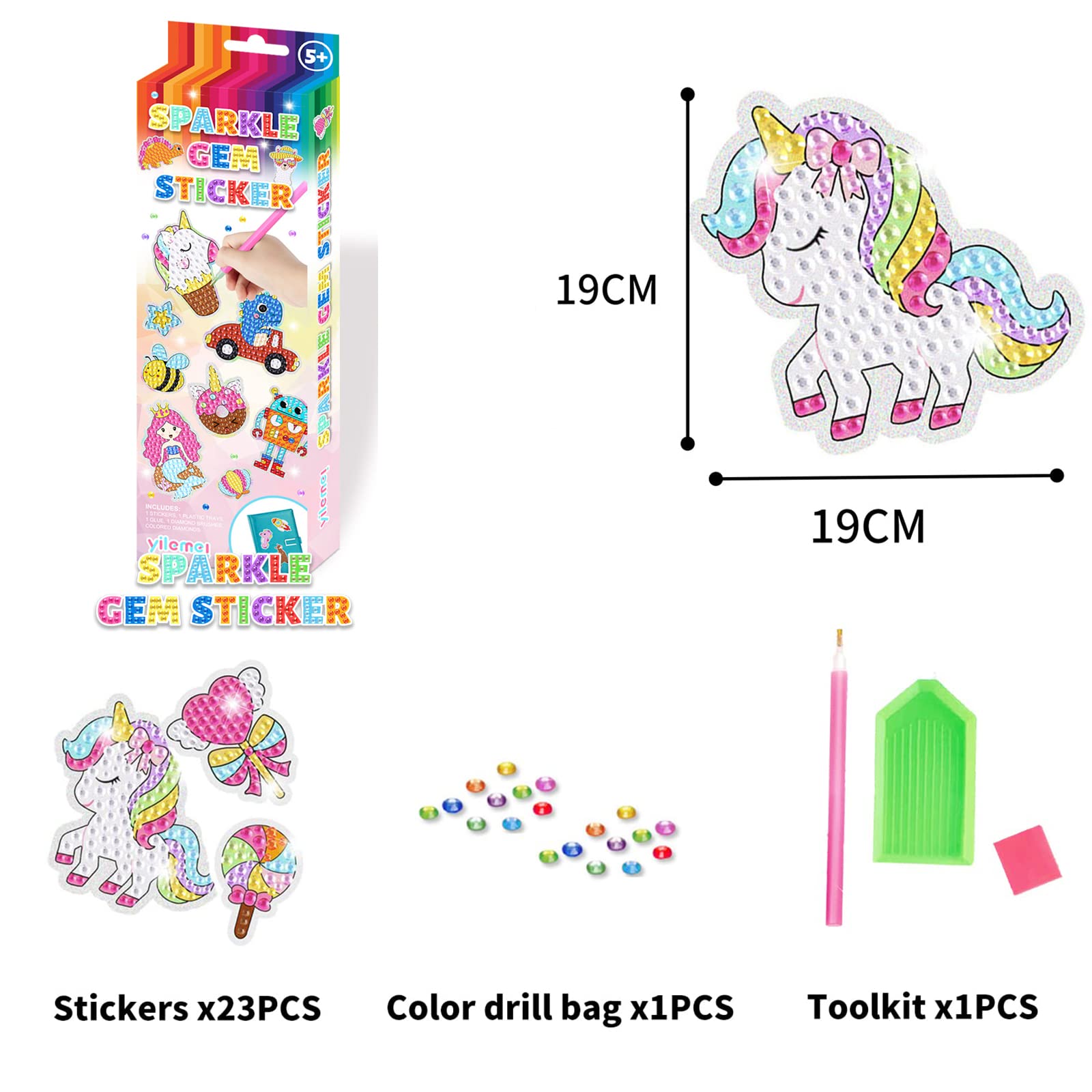 CAYUDEN 5D Diamond Painting Autocollants Kits Enfants, 60 Pcs DIY CAYUDEN 5D Diamond Painting Autocollants Kits Enfants, 60 Pcs DIY
