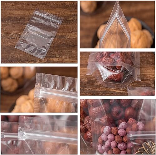 Miniatura 2 de Paquete de 100 bolsas transparentes con cremallera, bolsas de envasado de alimentos para frutas secas, bolsas de sellado transparentes a prueba de