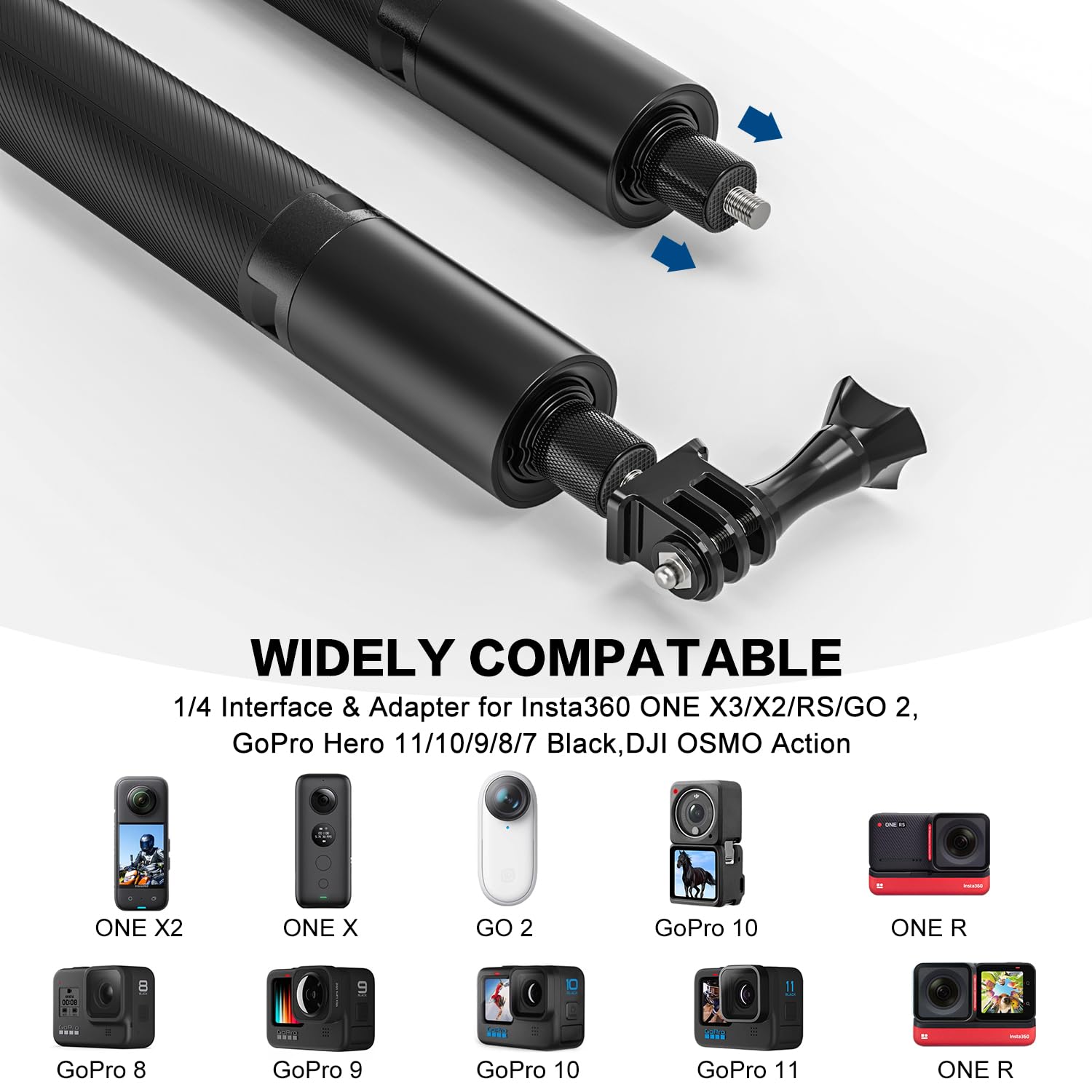 Wiseten Wysuwany Statyw Kijek do Selfie do GoPro Insta360, 120CM Wysuwany Uchwyt Selfie Vlog Przenośny Statyw Akcesoria do GoPro Hero 13 12 11 10 9 Black insta360 X3 X4 DJI Osmo Action 5 Pro