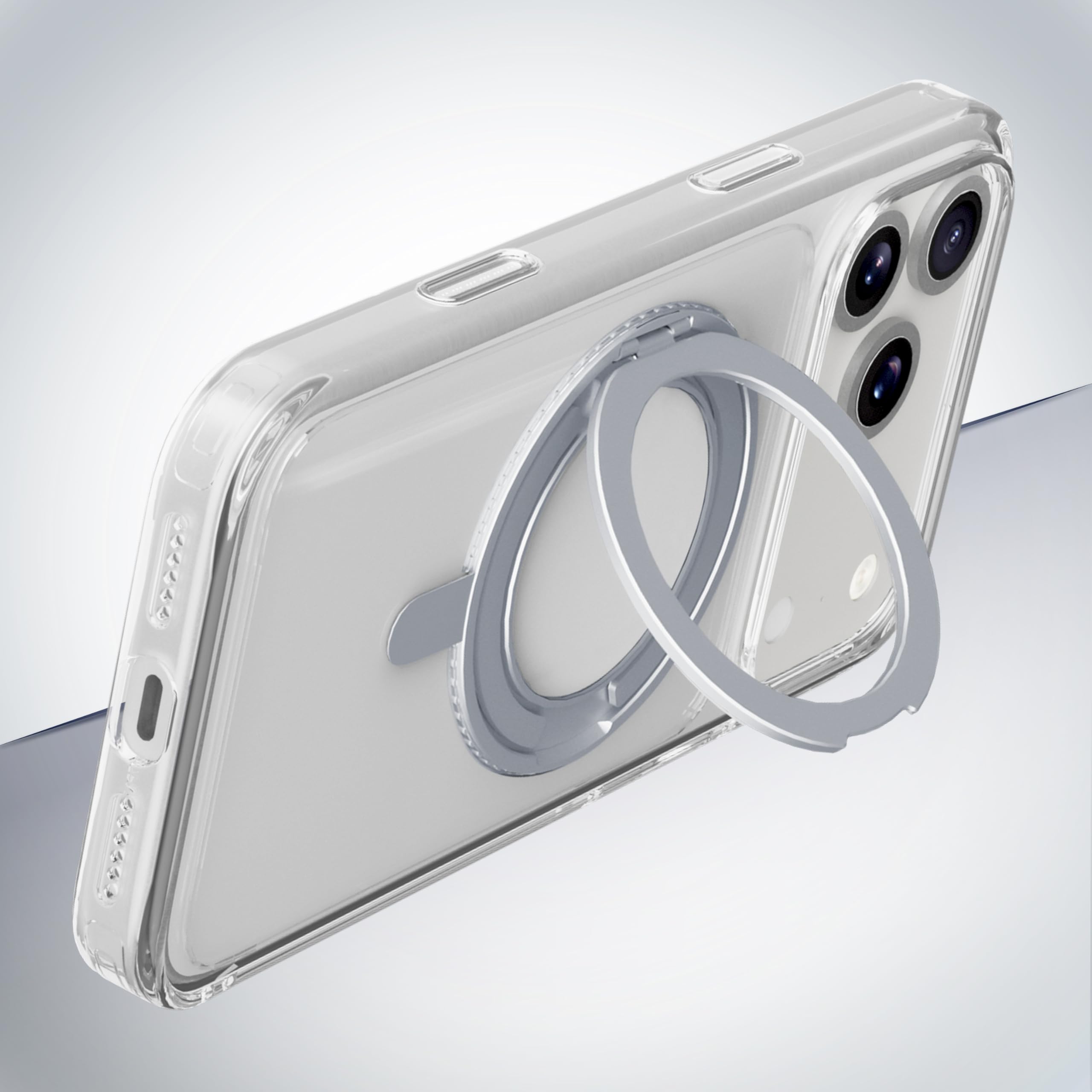 cellularline - Spin Mag - Compatibile con iPhone 17 Pro Max - Custodia con supporto ad anello rotabile, compatibile con ecosistema Magsafe - Bordi rialzati - Trasparente