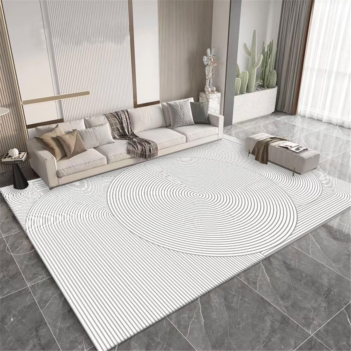 Tapis de salon gris anti-salissure pour simplifier l'entretien