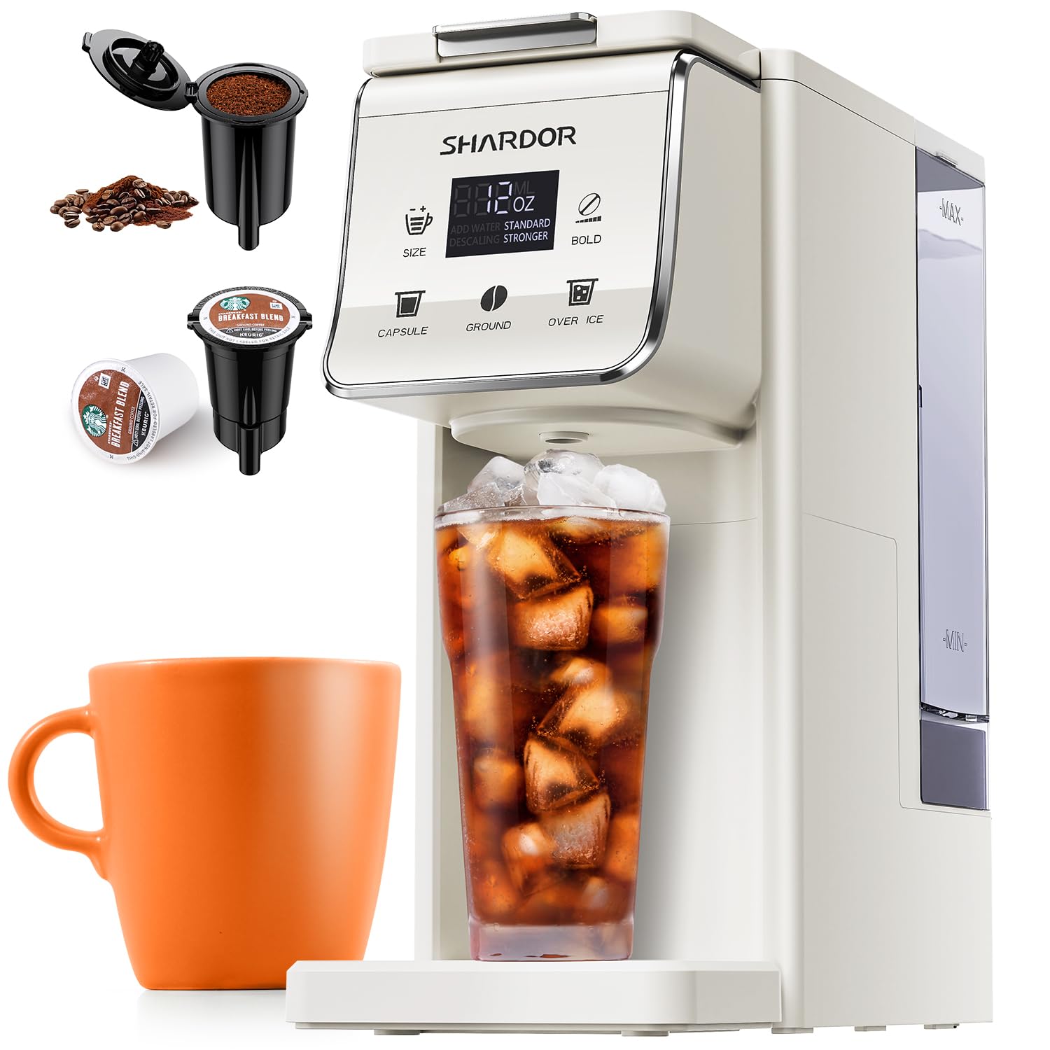 Photo 1 of TWOMEOW Coffee Maker Hot & Iced With Bold Setting,Single Serve Coffee Maker For K Cup And Grounds,52 Oz Removable Water Tank,6-14 Oz Brew Sizes,One Cup Kcup Coffee Machine With Reusable Filter, White