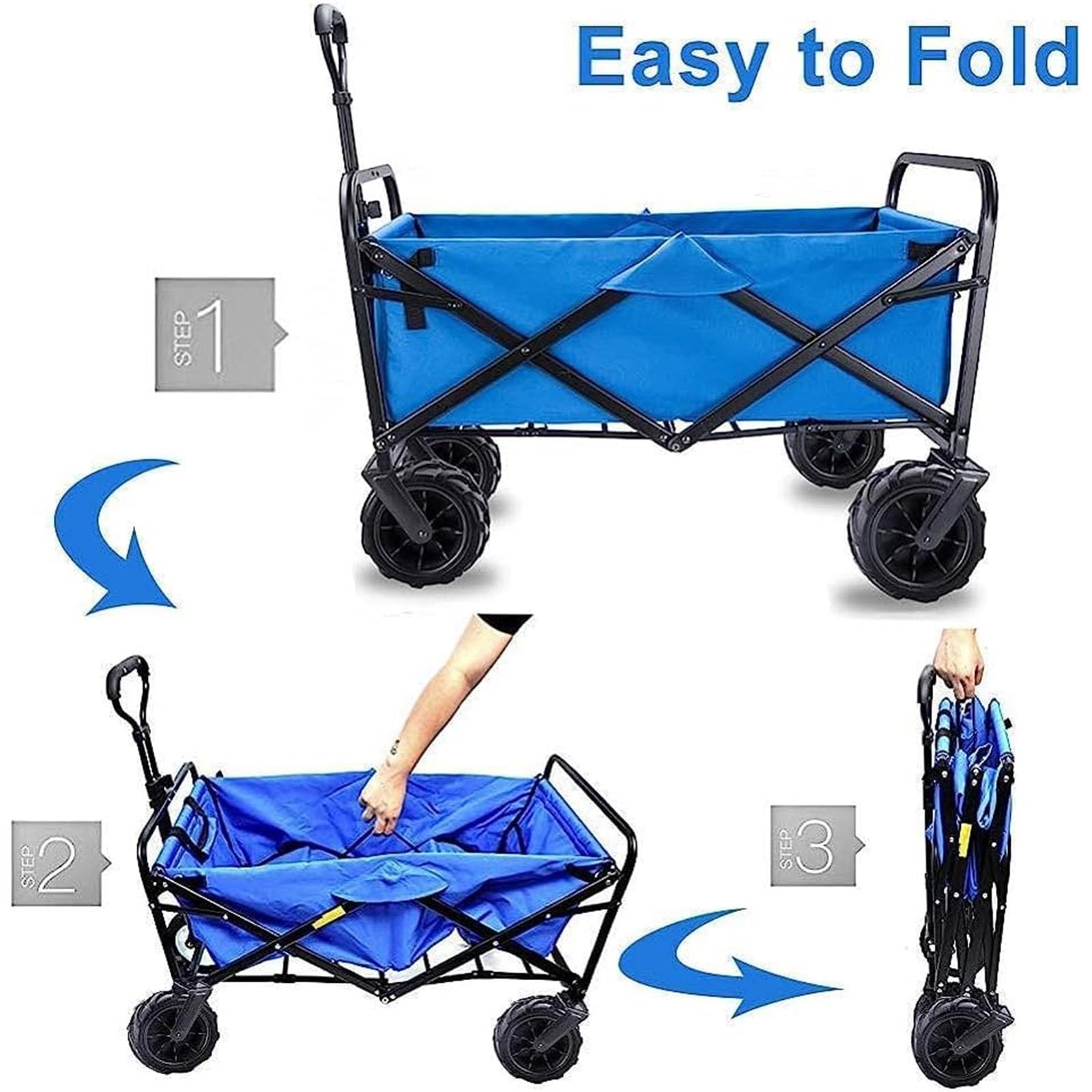 Carrello da Giardino carretto Trasporto Portata 100 kg Giardino con telone Rimovibile Pneumatici per Attrezzature Mano Versatile Adatto per la Spesa all'aperto Viaggi Campeggio(B)