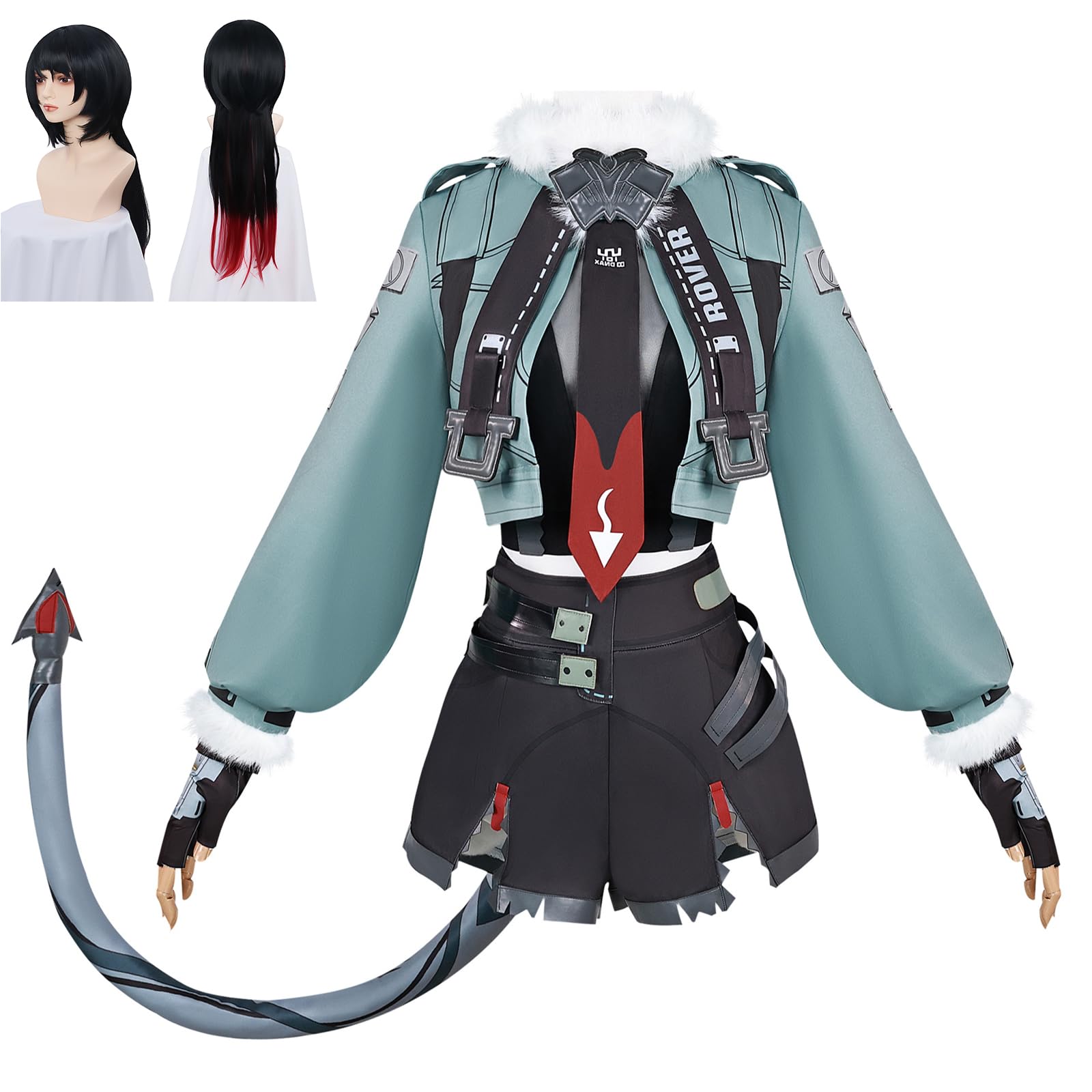 Weixu Game Jane Doe Disfraz de cosplay de Jane Doe, traje de uniforme con cola para Halloween, carnaval, fiesta para mujer - 3XL