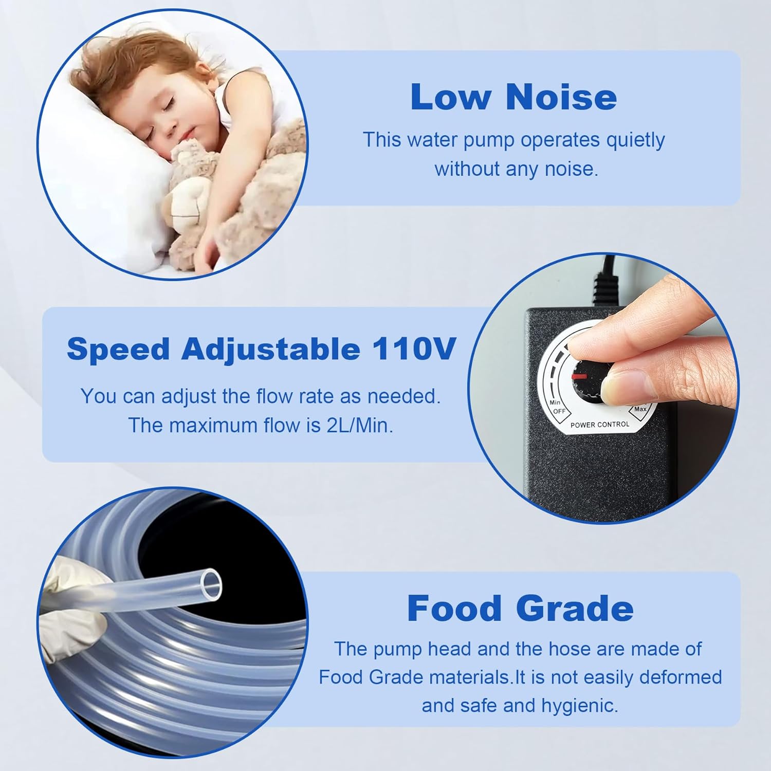 Food Grade Electric Water Transfer Pump Siphon Self-Priming Small Water Pump Kit 110-240V 2L/Min Adjustable Flow For Home Brew,Wine,Beer,Kombucha,Juice,5 Gallon Water,Coffee,Ice Makers,Aquariums