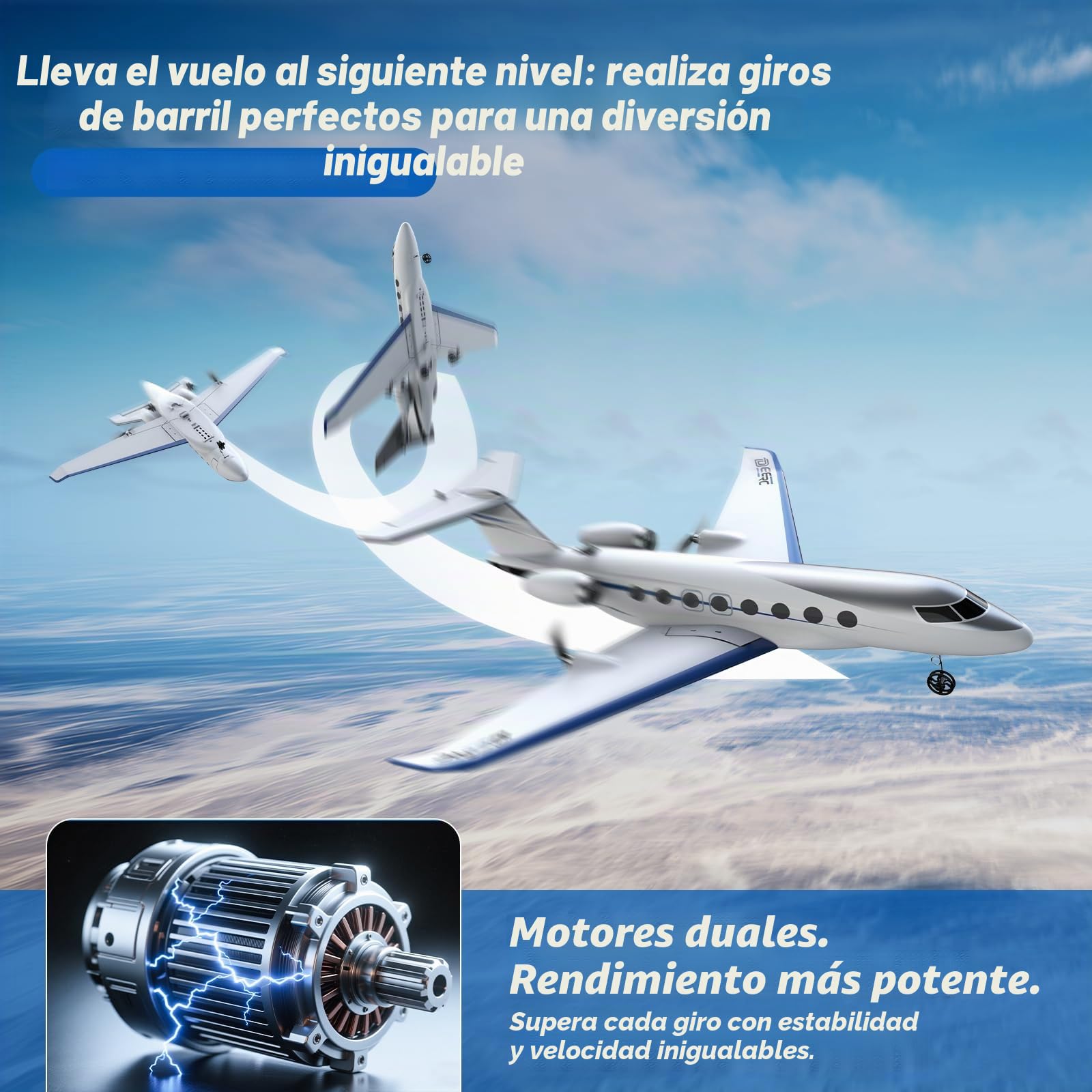 DEERC Avion Teledirigido G650, Jet Privado, Avión RC de 3 Canales, Juguete, giroestabilizador de 6 Ejes de 2,4 GHz, Planeador RTF, fácil de Volar, Ideal para Principiantes, niños y Adultos.