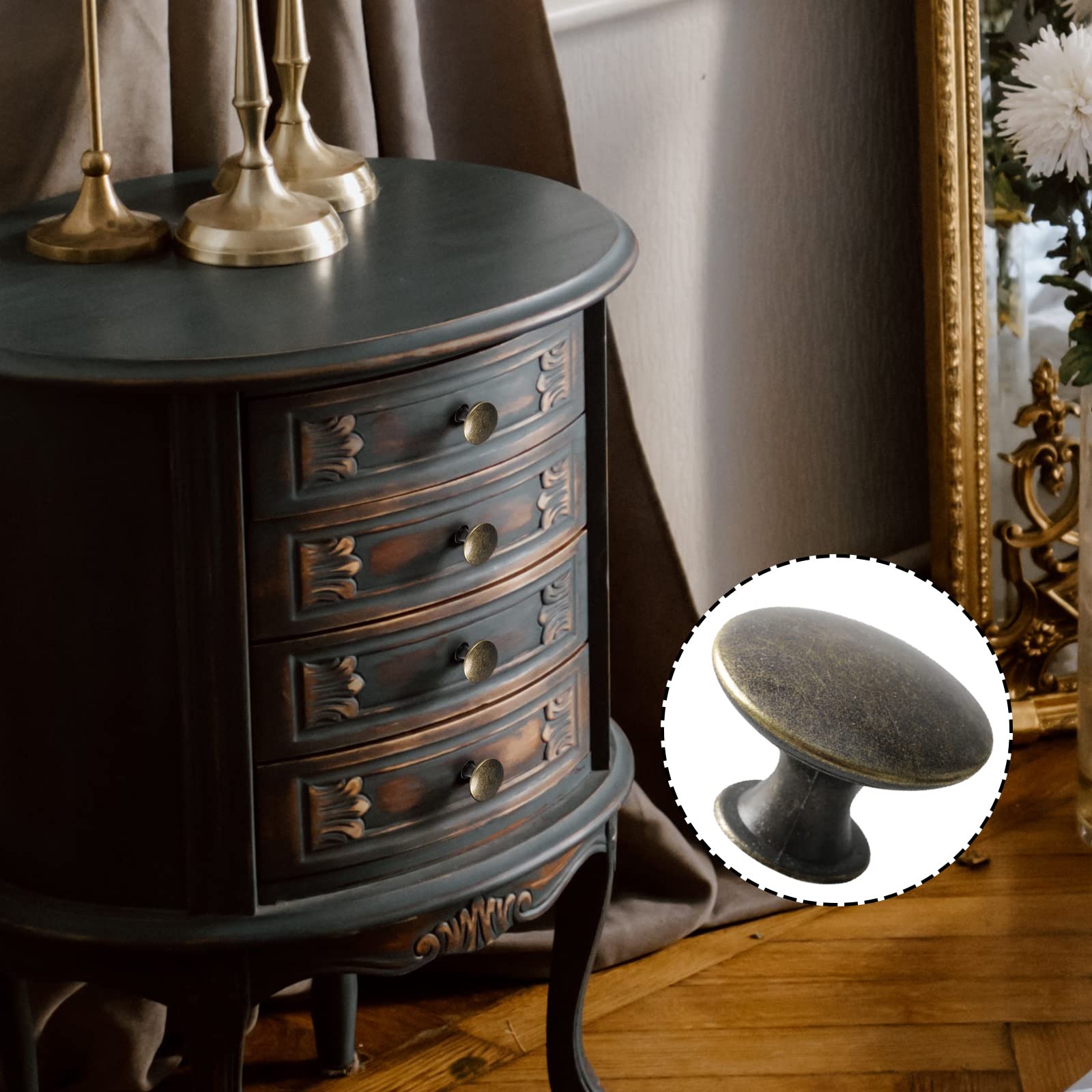 10 Pomelli Per Porte In Bronzo Antico - Maniglie Vintage Per Armadi E Cassetti, Con Vite - Foto 3