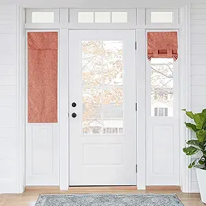RYB HOME 100% Blackout Curtains for Small Window, Linen Textured Blend Insulating Privacy French Door Curtains Tie Up Shades for Kitchen Storage Cabinet Basement, W 12 x L 40, Brick Red, 1 Panel