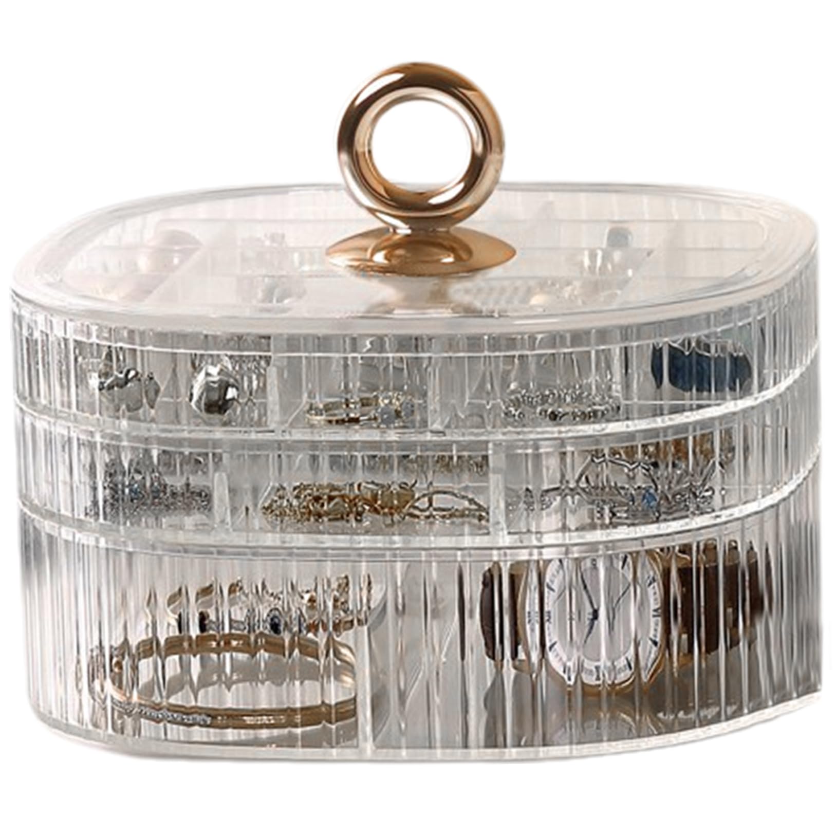 AwnsIMfreien Earring Holder Organizer, Jewelry Box, 3-Layer Plastic Clear Jewelry Organizer with Compartment, Dustproof Holder with Handle, Earring for Women Girls