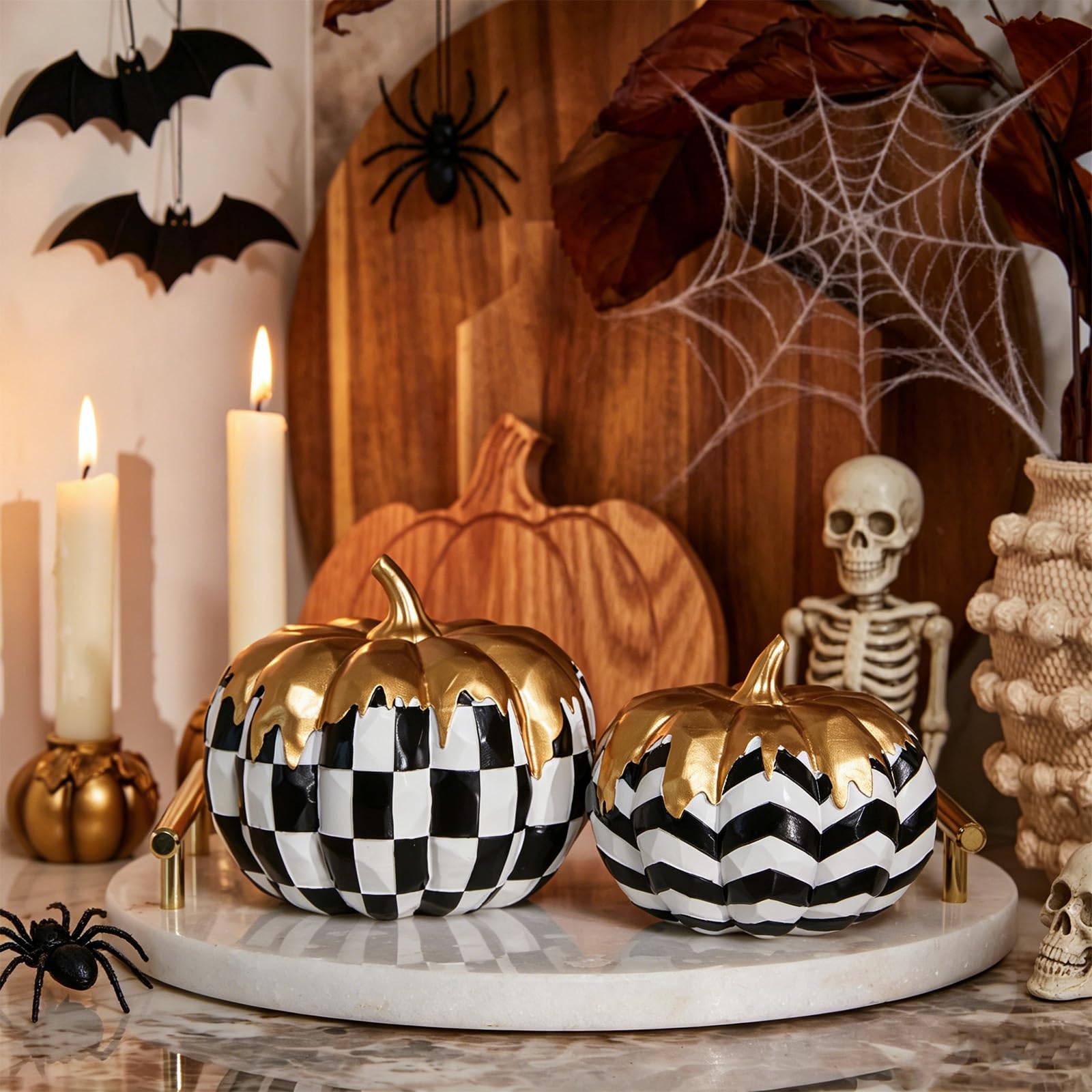 DN DECONATION Herbst Kürbis Deko 2 Stück, Halloween Deko Innen