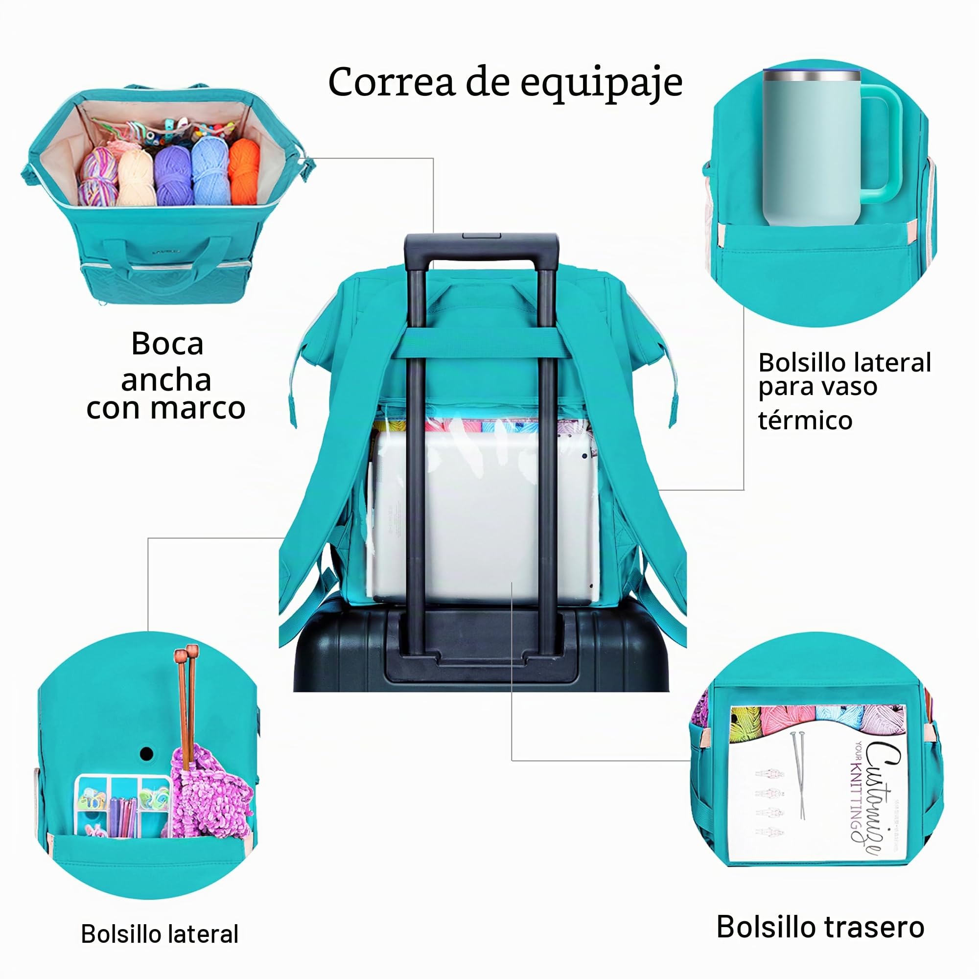 Leudes Mochila para tejer para mujer (paquete de 1)
