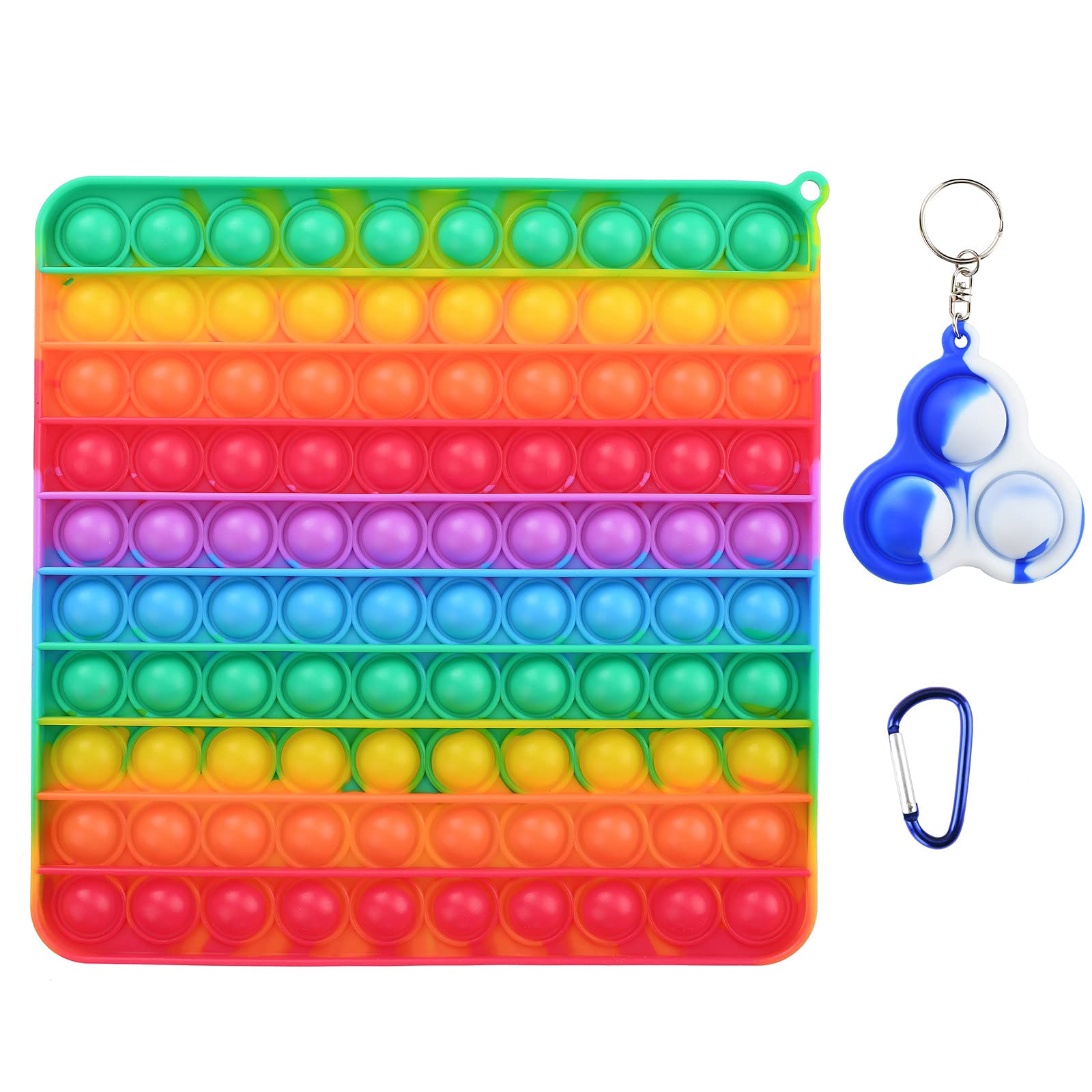 Mirenlife Big Size Pop Sensory Fidget Toys, Push Bubble Fidget Sensory Toys, 7.87 Inch, 100 Bubbles, Big Silicone Pressure Relieving Toys, Rainbow Color