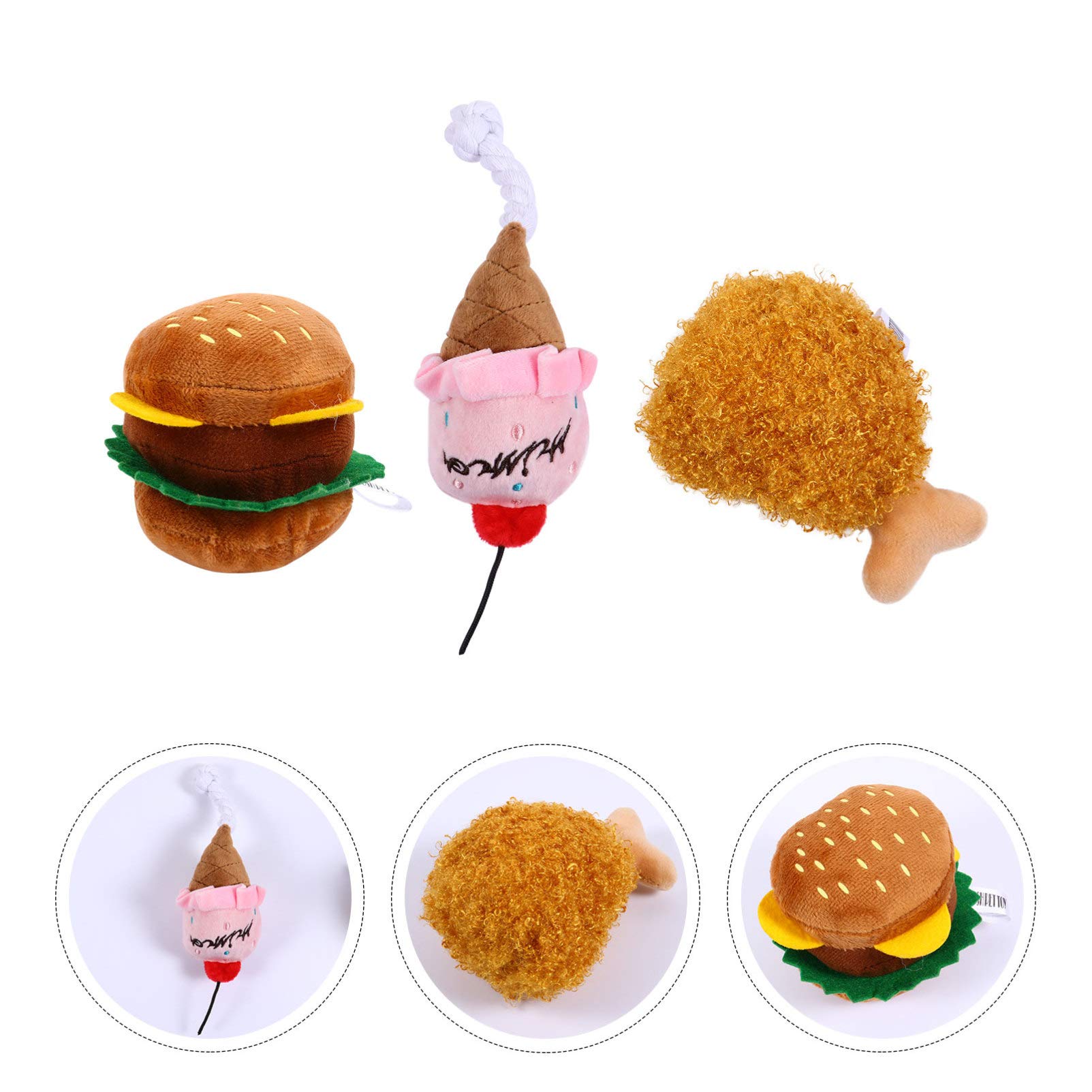 Mipcase 9stücke Teiliges Set Weichen Plüschspielzeugen Für Hunde Und Katzen Imitation Von Lebensmitteln Burger Hähnchen Eiscreme Mit Quietschfunktion Für Interaktive Spiele Und