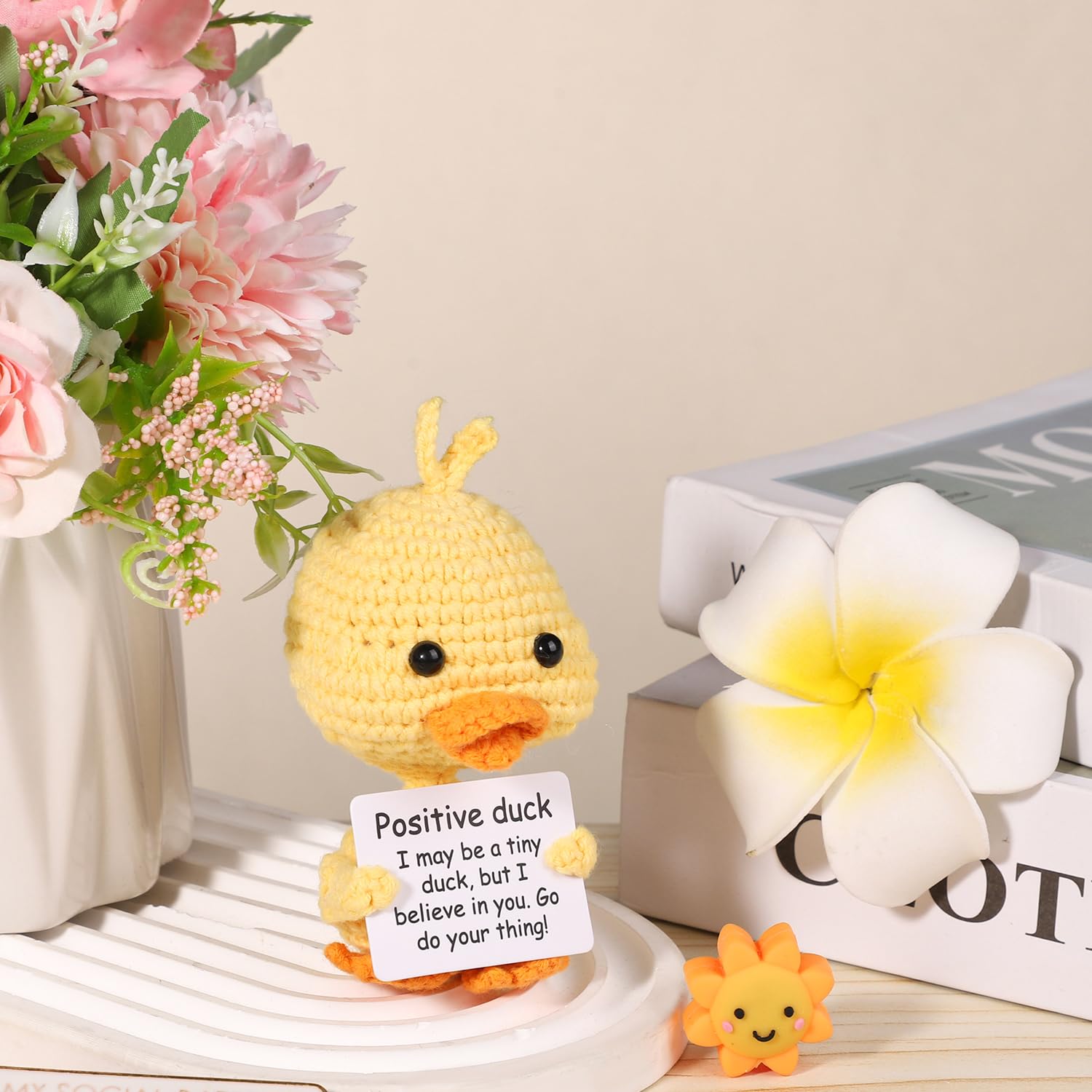 Mini Grappige Positieve Eend, 10cm Creatieve Wol Zak