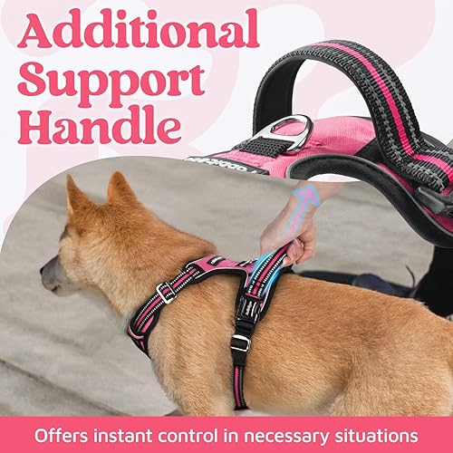 Miniatura 4 de rabbitgoo Dog Harness Medium Sized, No Pull Dog Vest with 3 Buckles, Adjustable Soft Padded Pet Harness with Easy Control Handle and Reflective Negro