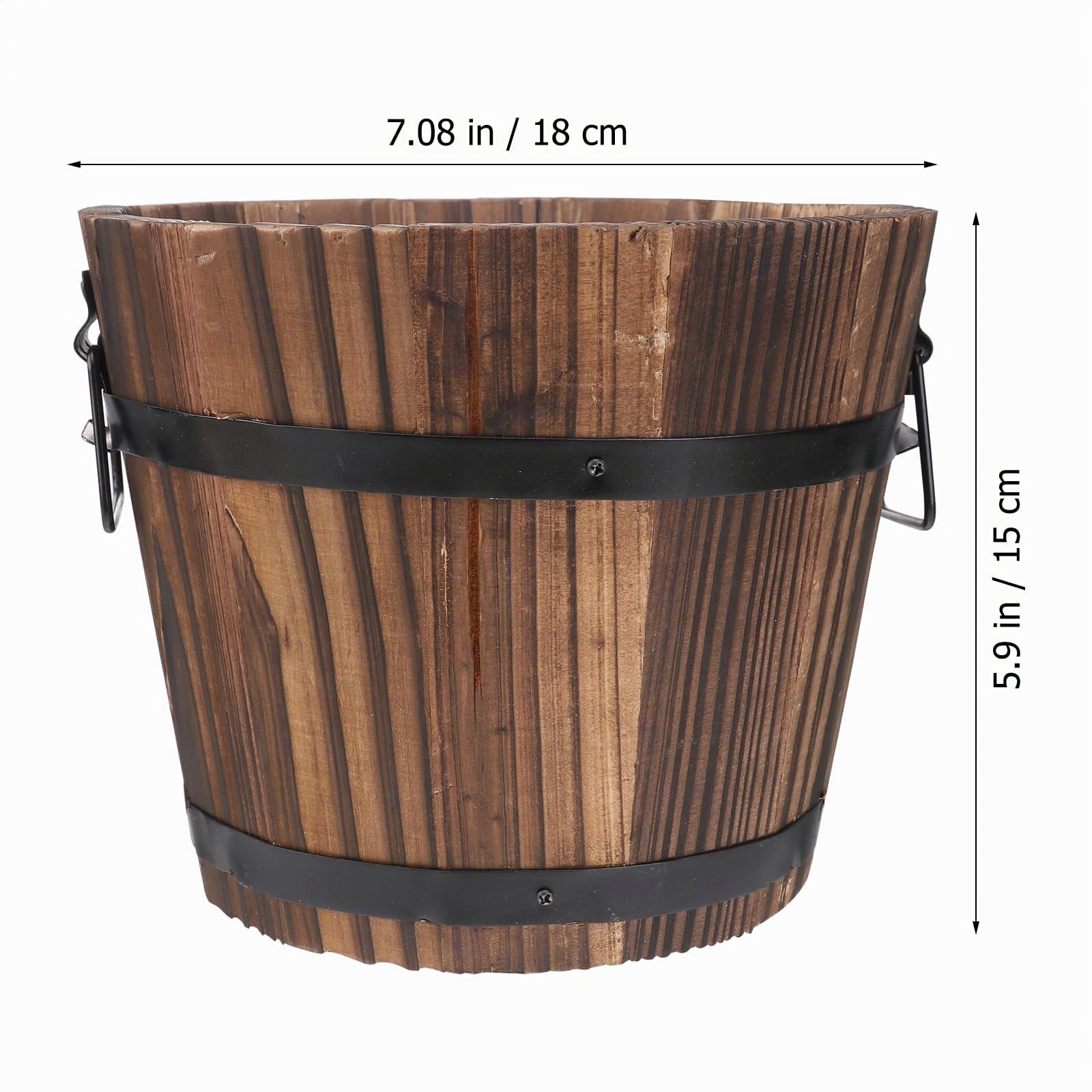 Cabilock Pot De Fleurs en Bois Carbonisé Style Tonneau Jardin Extérieur Intérieur avec Drainage Léger pour Plantes Et Succulentes Décoration Maison Bureau