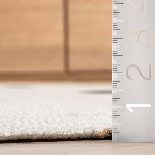 Miniatura 2 de nuLOOM Weylyn Monkey - Alfombra de yute tejida a mano para niños, 4 pies, color marfil