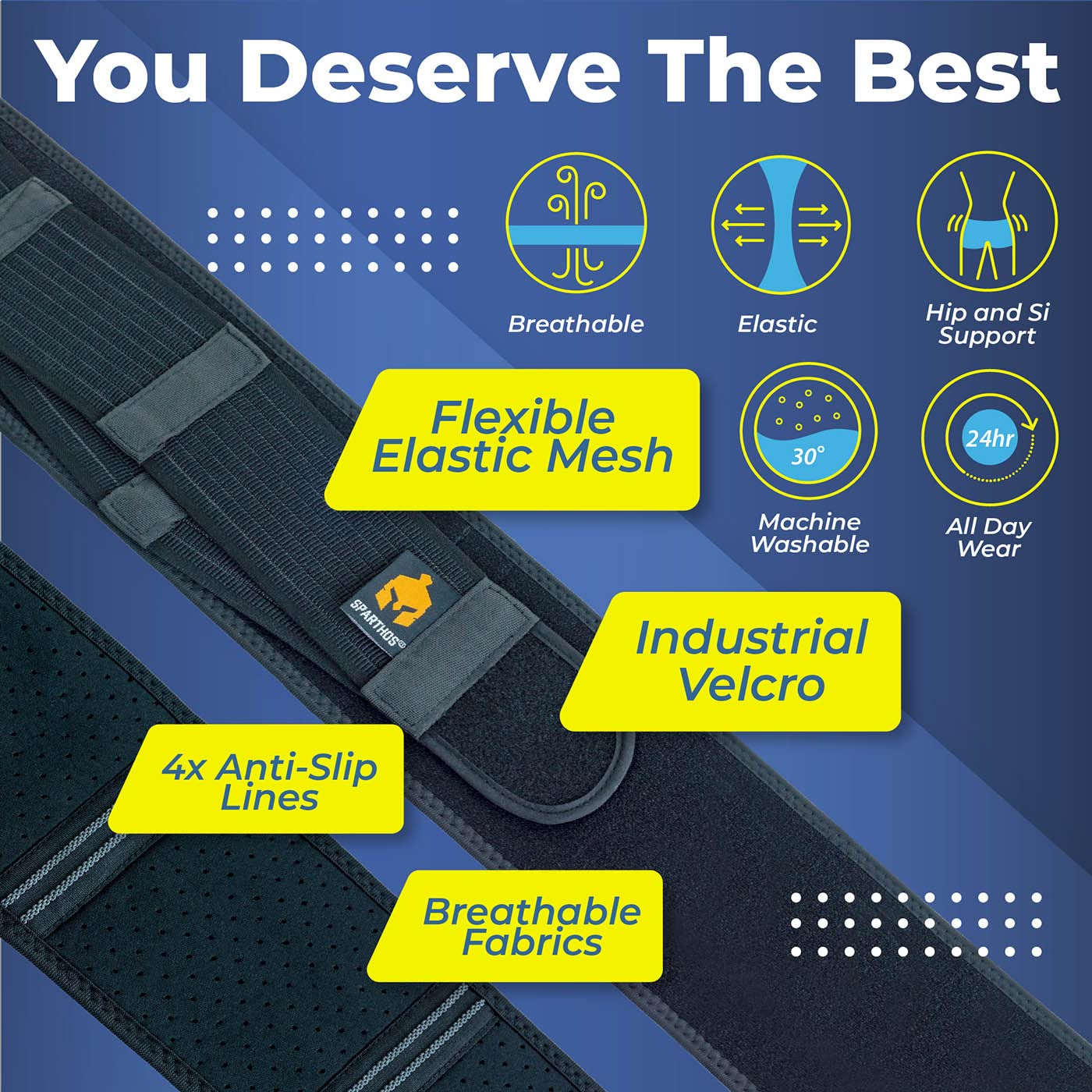 Sparthos Sacroiliac Si Hip Belt Relief from Si Joint, Sciatica, Pelvis, Lower Back Pain - Support Brace for Women and Men - for Sacral Nerve, Hip Loc Tilt Up Belts Braces (Black-REG) - Image 6