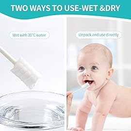 dearlomum Baby Tongue Cleaner, Newborn Toothbrush, 96PCS Disposable Infant Toothbrushes, Gauze Gum Cleaner Toothbrush Baby Oral Cleaning Stick Dental Care for 0-36 Months