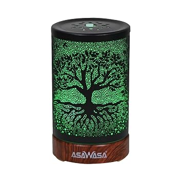 ASAWASA Diffusers for Essential Oils with Multicolor Night Light Banyan