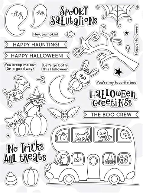 Halloween Holiday Decoration Pumpkin Ghost Spider Bat Transparent Silicone Clear Stamp Metal Die cut Set for Card Making DIY Scrapbooking Handmade Craft Photo Album Decor Embossing Stencil DIY Seal
