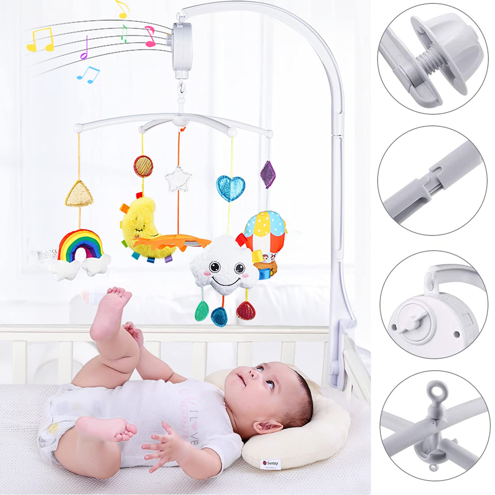 Braccio mobile per culla in legno personalizzato: decorazione regolabile per la cameretta dei bambini Montessori - Italia