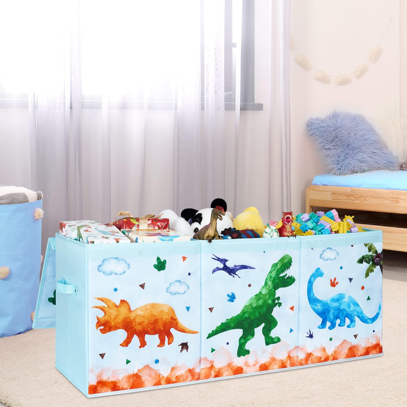 最終価格【新品】【置き物】おもちゃ箱 Amazon.co.jp: 大きなおもちゃ箱 - 恐竜のおもちゃ収納チェスト