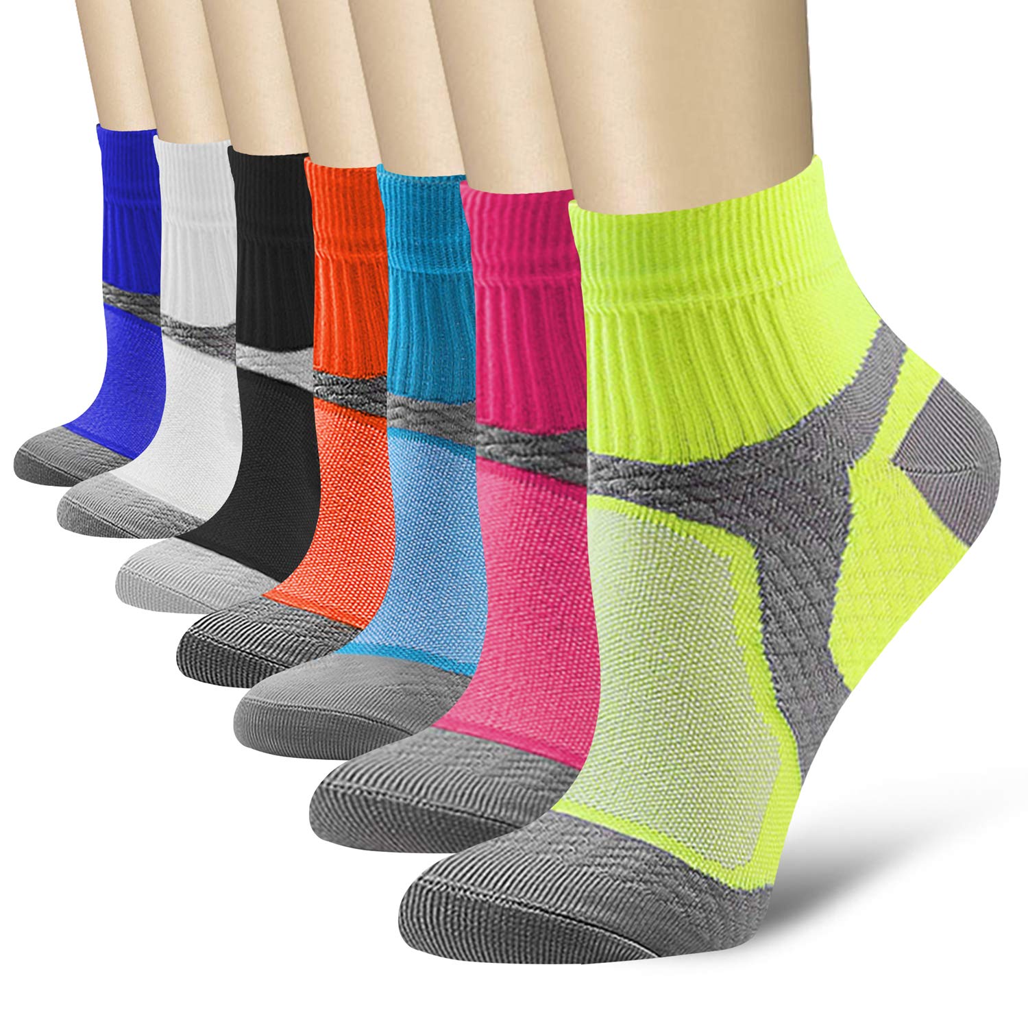 Compression Socks (3/6/7 Pairs) for Women and Men Sport Plantar Fasciitis Arch Support Low Cut Running Gym Compression Foot