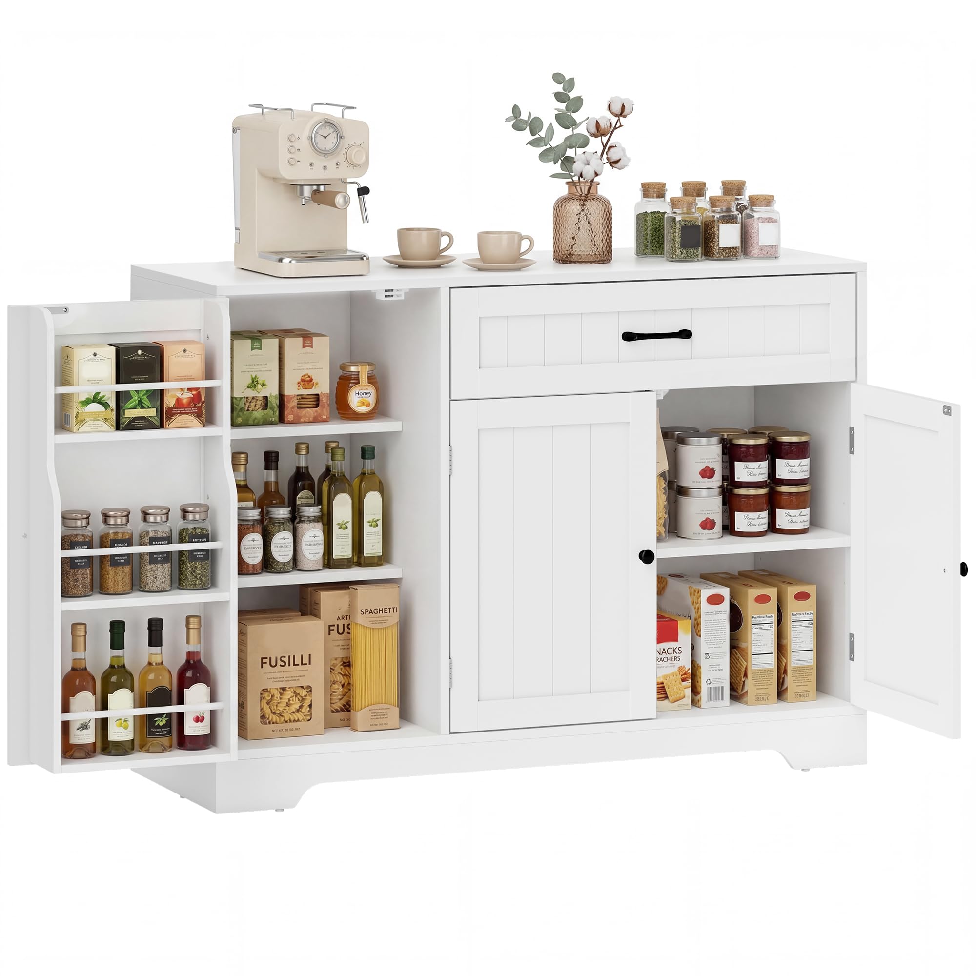 HOMCOM Sideboard Küchenschrank mit Schublade Flur 110 x 40 x 80 cm Weiß