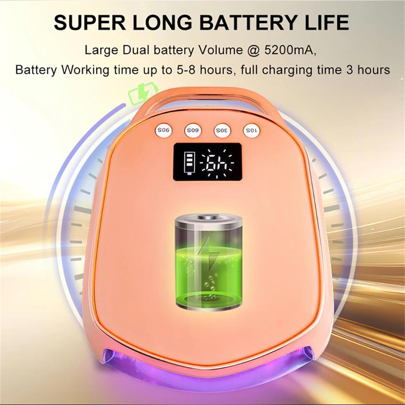 Lampada UV LED per Unghie per asciugare Lo Smalto Gel per Manicure | asciuga unghie a led da 96w con schermo lcd, strumento per salone di bellezza lampada uv ricaricabile da 5200 mah per