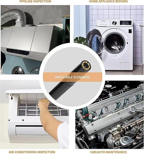 Miniatura 4 de Cámara endoscopio con luz, boroscopio, cámara de detección impermeable de mano, cámara de alcantarillado con pantalla LCD de 2.4 pulgadas, cámara de