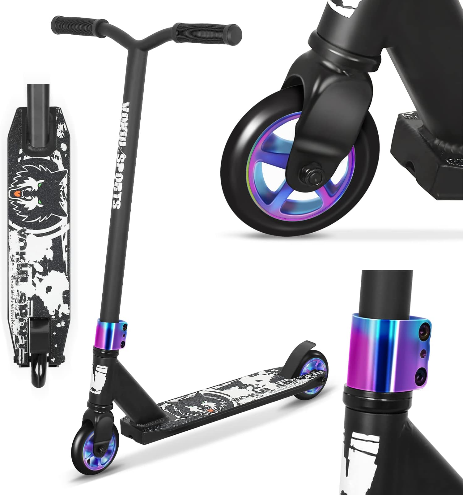 Stunt Scooter Pro Trick Scooters for Kids & Teenagers Age 6+ Boys Girls, Kick Freestyle Beginner Scooter 360° Spin Handlebar, Robust Aluminum Frame 100mm Smooth Wheels