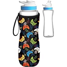 Water Bottle Sleeve for Cirkul 22oz - Black Colorful Game Controller Funny Bottle Cover Carry Bag with Handle Loop