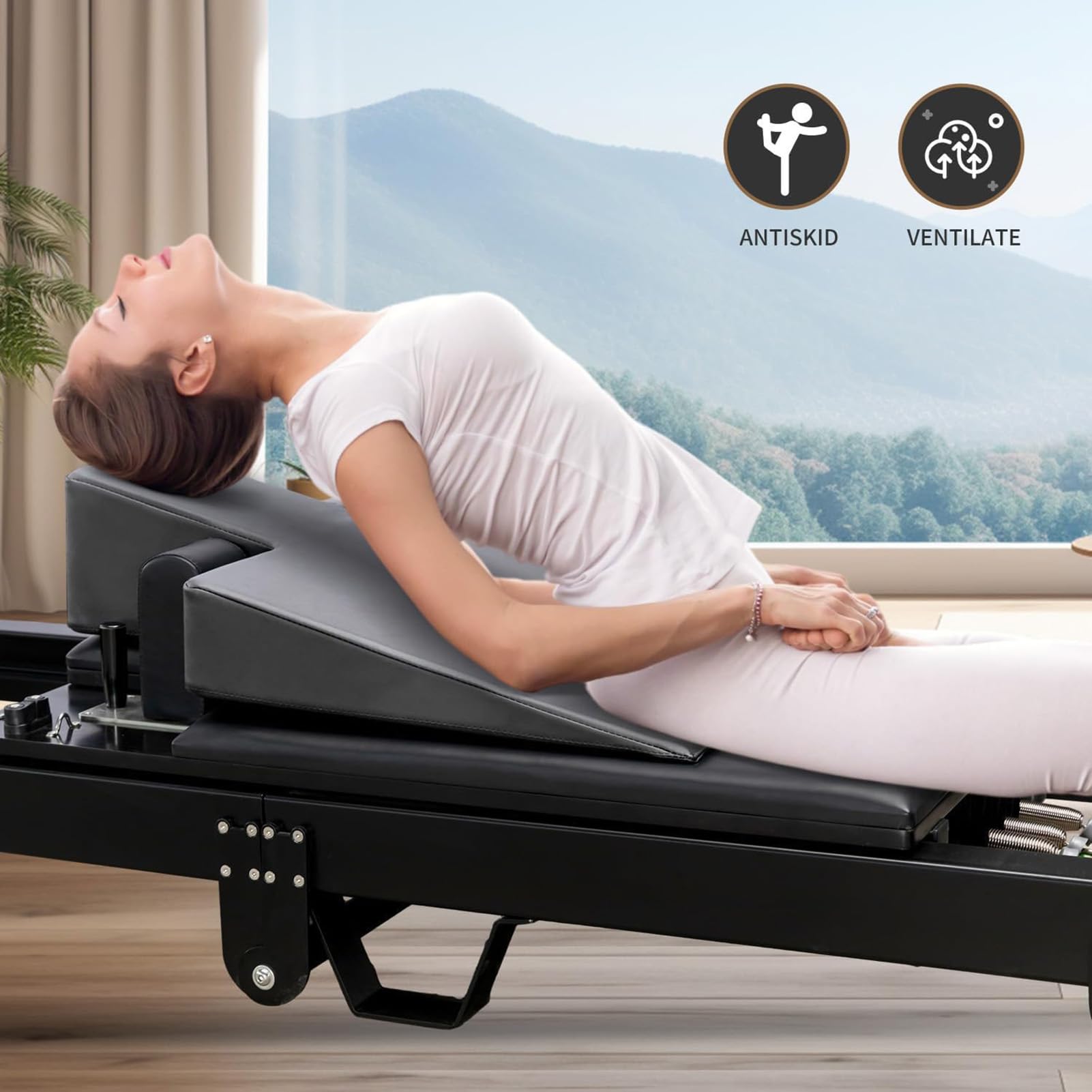 Accesorios de reformador de pilates: cuña, cambio de velocidad ajustable, componentes de polea, cerraduras de cuerda para uso doméstico y estudio