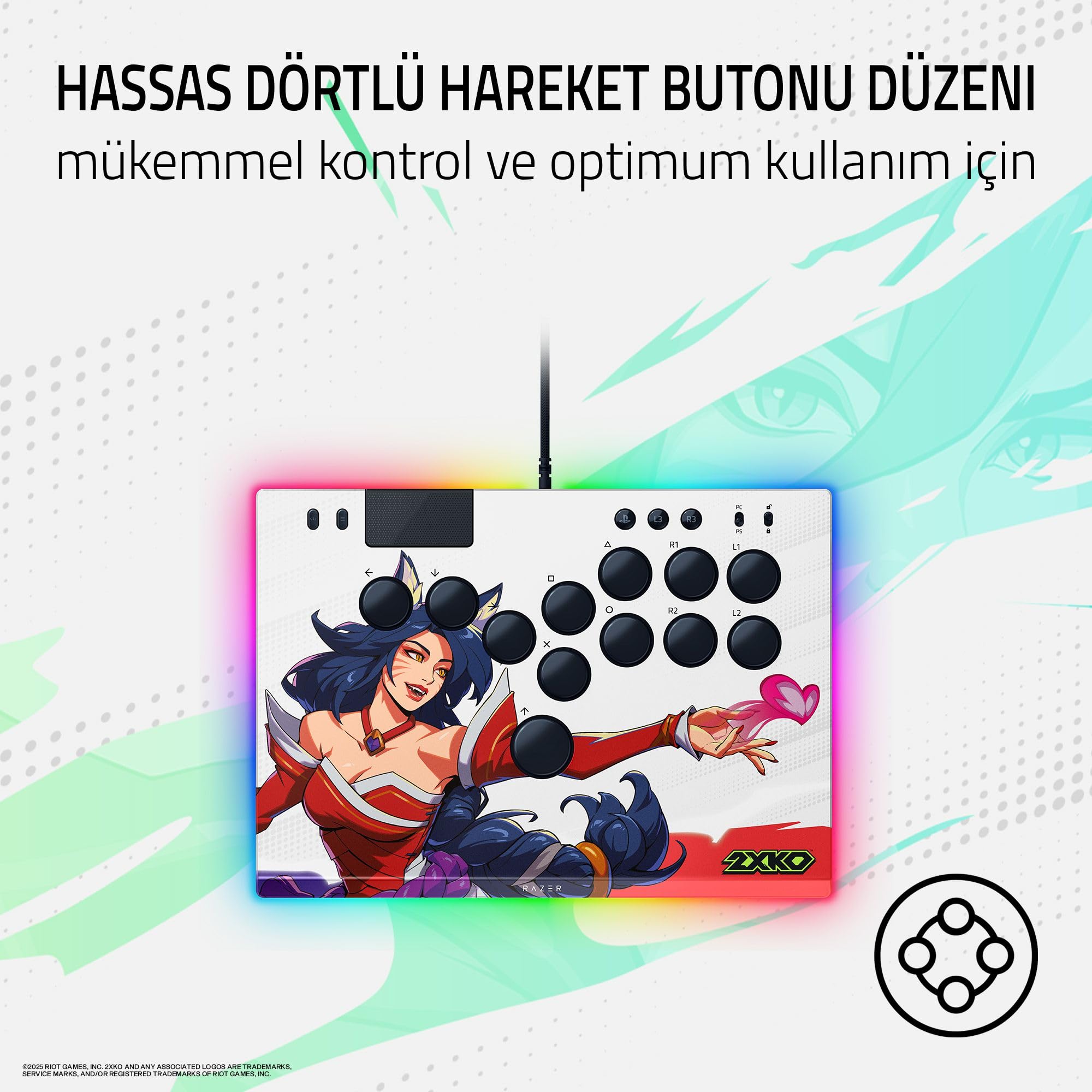 Razer Kitsune 2XKO Edition - PS5 ve PC için optik tüm düğmeli