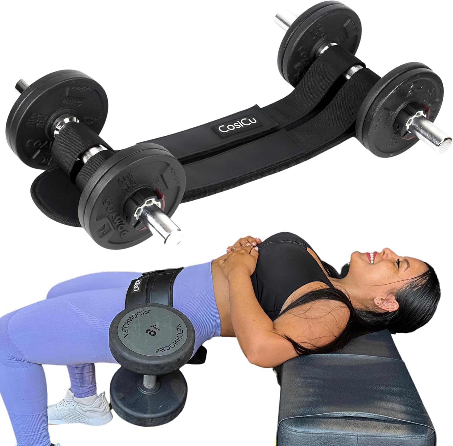 Hip Thrust Belt for Glute Workouts – Booty Builder Belt for Dumbbells, Kettlebells & Plates Up to 400 LBS – Adjustable Double Strap, No Hip Pain, Portable Glute Training for Home & Gym