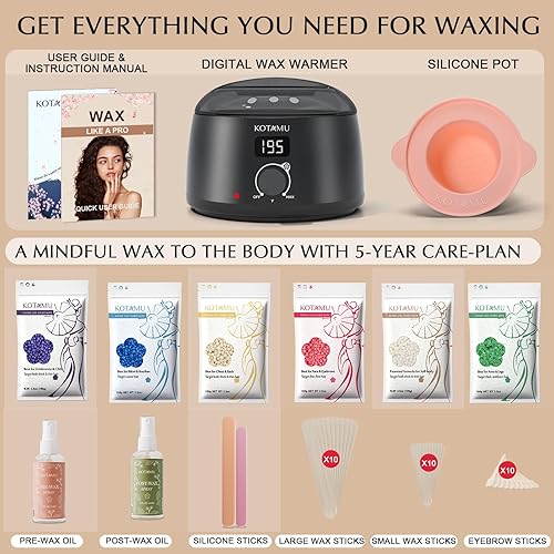 Miniatura 52 de KOTAMU Kit de depilación digital negra para mujeres y hombres, piel sensible, olla de cera dura para cejas, cara, piernas, axilas, depilación suave