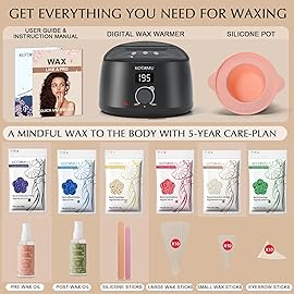 KOTAMU Waxing Kit-Professional Wax Warmer for Women& Men Hair Removal,Black Waxing Machine With Silicone Pot, Sensitive Skin Friendly Body Wax Kit Ideal for Face Bikin Brazilian Leg Home Salon