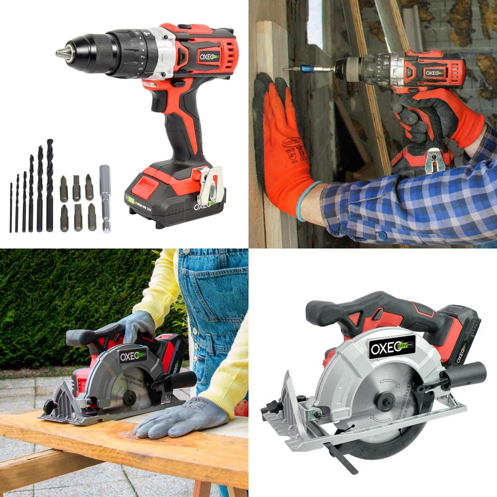 Pack complet Bricolage Easy Full : Perceuse/Perfo/Meuleuse/Scie sauteuse/circulaire/sabre/ponceuse/batteries 4Ah/2Ah