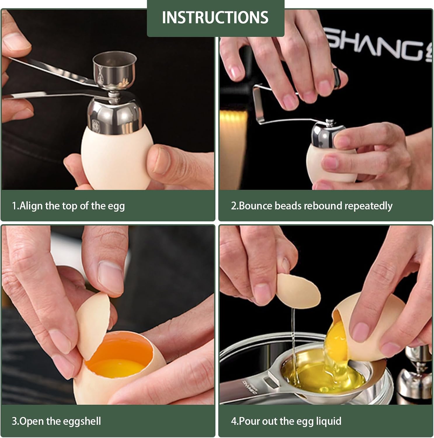 Stainless Steel Egg Opener and Separator Kitchen Gadget with Dishwasher Safe Feature for Cooking and Restaurant Use Silver Egg Topper Cutter Tool