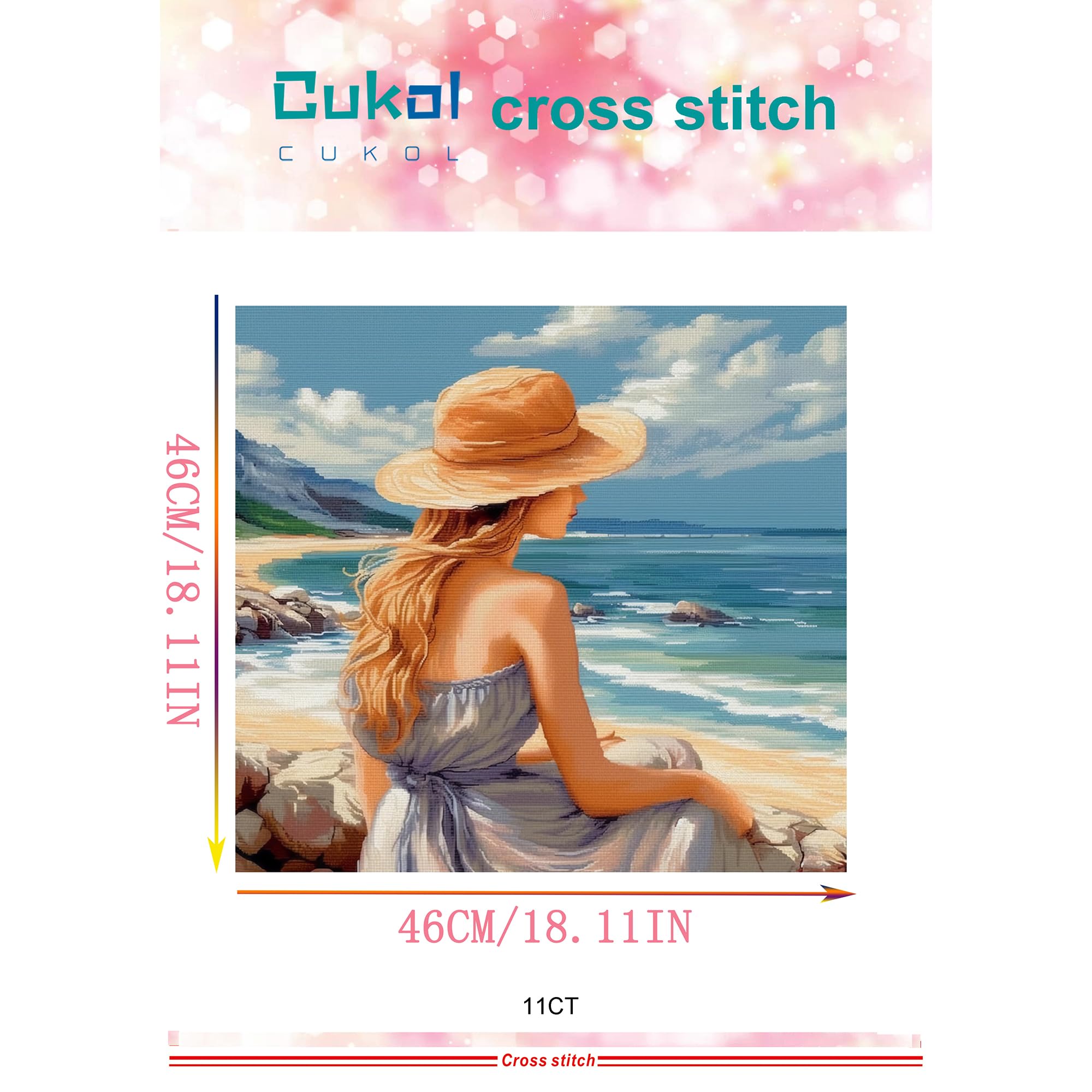 cukol cukol Kruissteekset, voorgedrukt, 30 x 30 cm